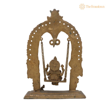 Brass Bal Ganesha on Swing Jhula – Vinayaka Ganpati Cradle Idol, Handcrafted Ganesh Ji Murti for Home, Temple &amp; Pooja Décor 11 Inch 4