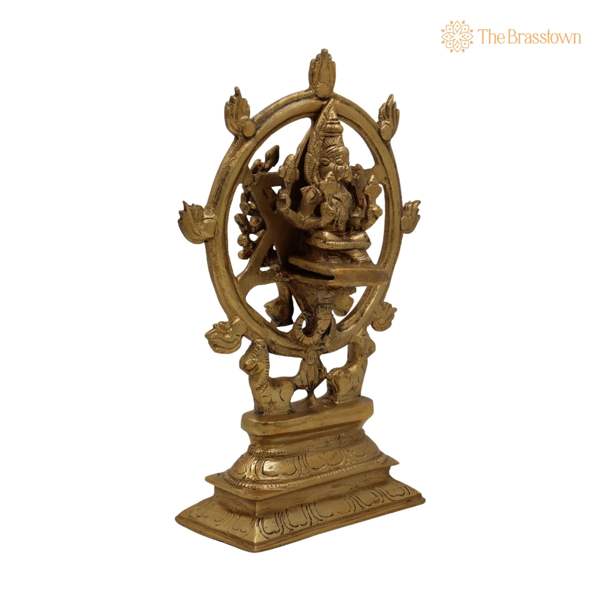 Handcrafted Brass Sudarshana Idol – Lord Sudarshana Murti, Chakrapani Deity, Sudarshana Chakra Statue for Pooja &amp; Home Décor 9.5 Inch 2