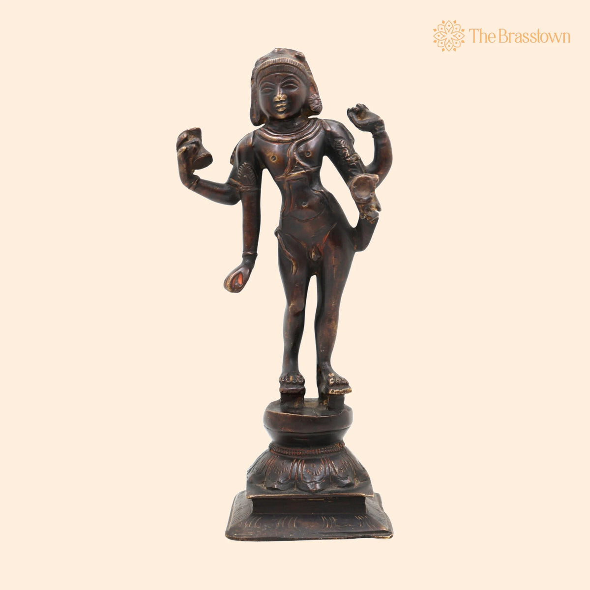 Brass Bhikshatana Shiva Idol – Mahadev Murti, Shankar Vigraha, Bholenath Statue, Handcrafted Brass Pooja Idol, Temple Décor 9 Inch 1