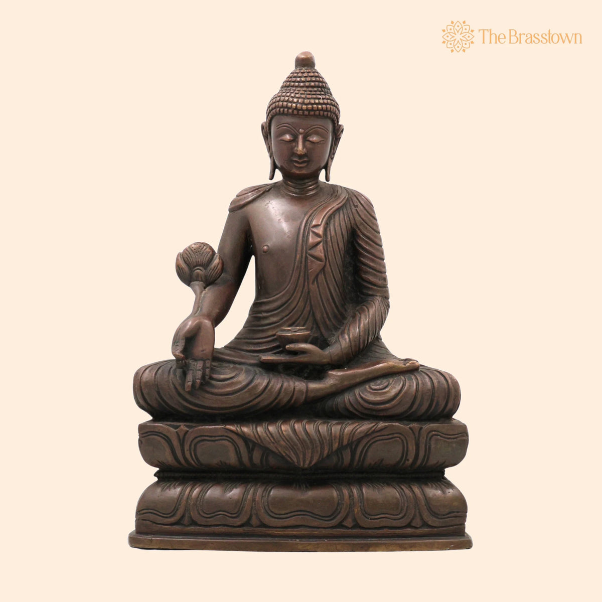 Brass Buddha Idol – Handcrafted Lord Buddha Murti, Meditating Buddha Statue, Zen Buddha Sculpture, Spiritual Home Décor &amp; Pooja Figurine 11 Inch 1