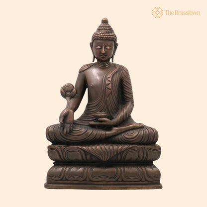 Brass Buddha Idol – Handcrafted Lord Buddha Murti, Meditating Buddha Statue, Zen Buddha Sculpture, Spiritual Home Décor &amp; Pooja Figurine 11 Inch 1
