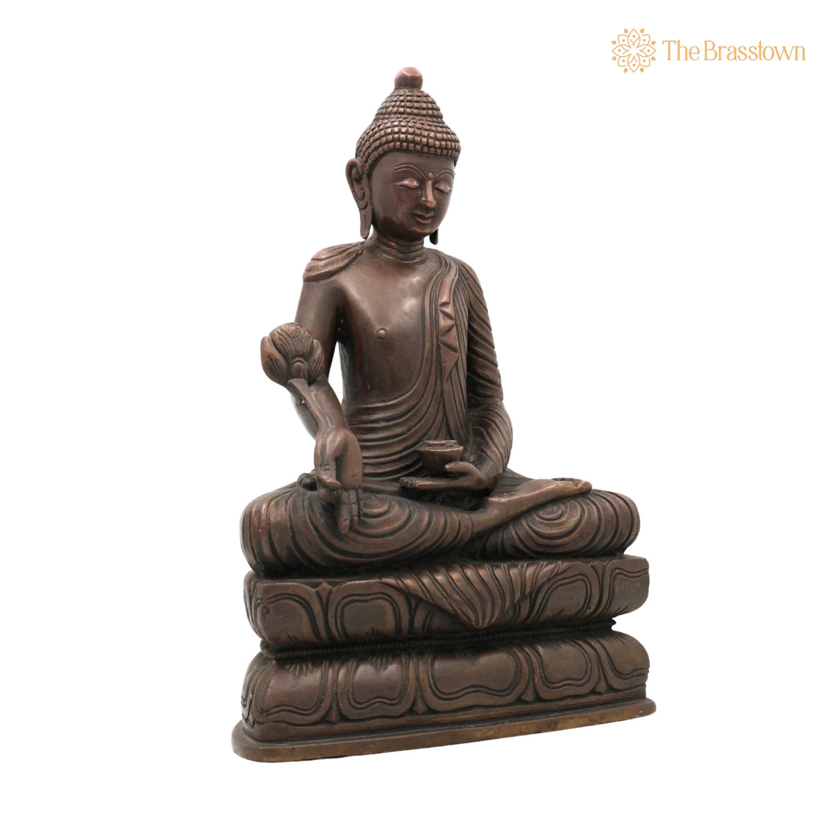 Brass Buddha Idol – Handcrafted Lord Buddha Murti, Meditating Buddha Statue, Zen Buddha Sculpture, Spiritual Home Décor &amp; Pooja Figurine 11 Inch 2