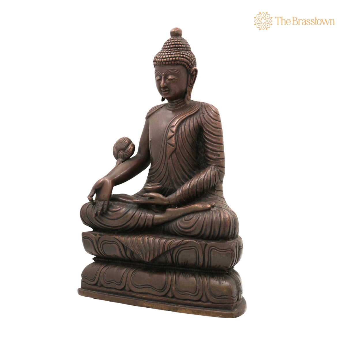 Brass Buddha Idol – Handcrafted Lord Buddha Murti, Meditating Buddha Statue, Zen Buddha Sculpture, Spiritual Home Décor &amp; Pooja Figurine 11 Inch 3