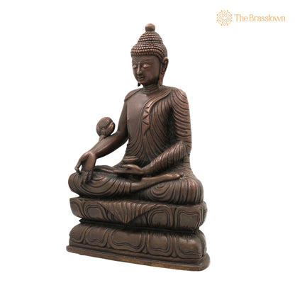 Brass Buddha Idol – Handcrafted Lord Buddha Murti, Meditating Buddha Statue, Zen Buddha Sculpture, Spiritual Home Décor &amp; Pooja Figurine 11 Inch 3