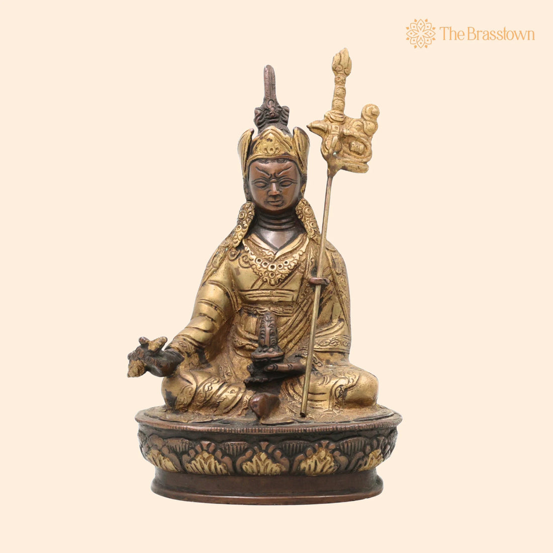 Brass Buddha Lamba Idol – Handcrafted Tibetan Buddha Statue, Meditating Buddha Murti for Puja, Home Mandir &amp; Décor 9 Inch 1