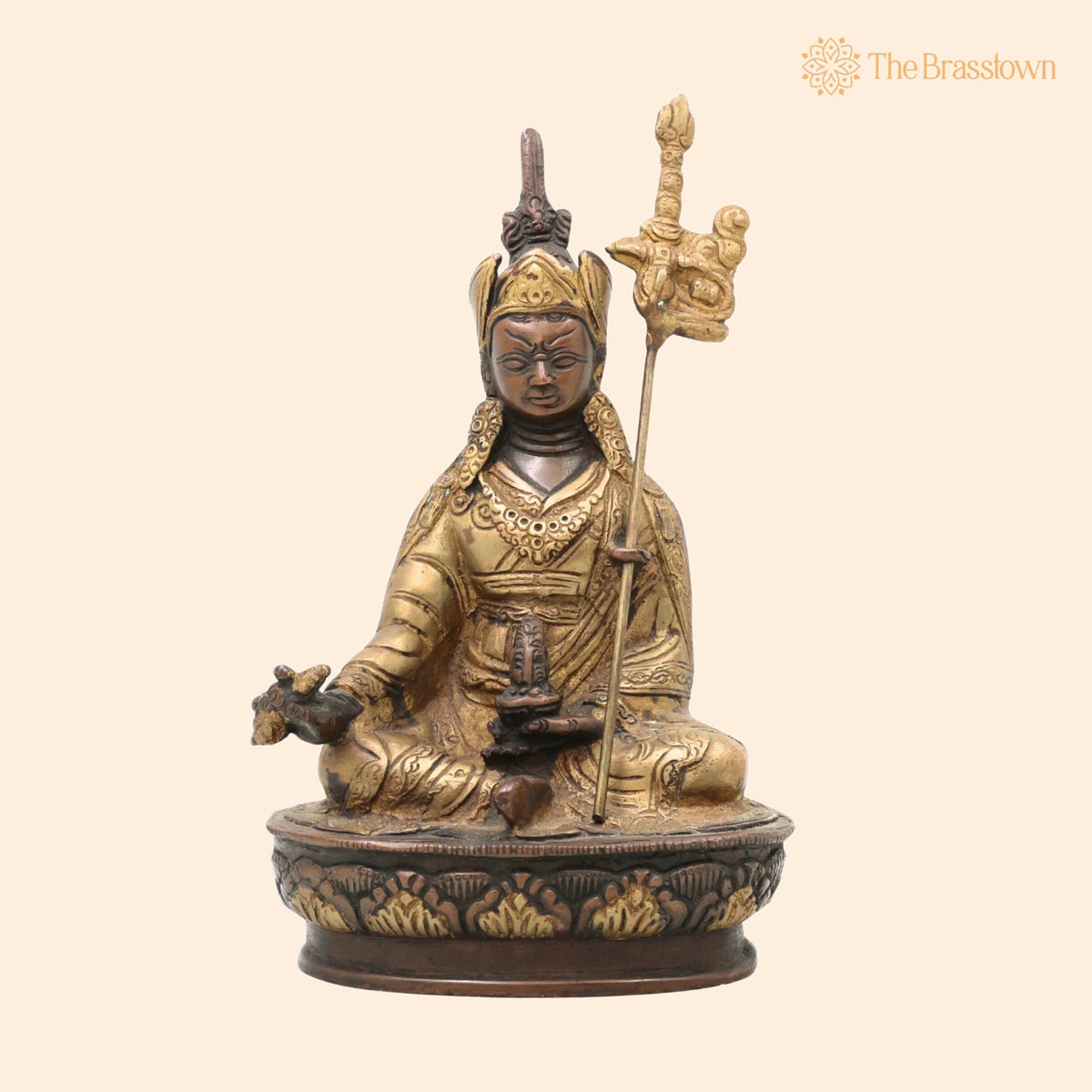 Brass Buddha Lamba Idol – Handcrafted Tibetan Buddha Statue, Meditating Buddha Murti for Puja, Home Mandir &amp; Décor 9 Inch 1