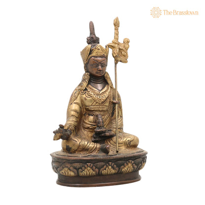 Brass Buddha Lamba Idol – Handcrafted Tibetan Buddha Statue, Meditating Buddha Murti for Puja, Home Mandir &amp; Décor 9 Inch 2