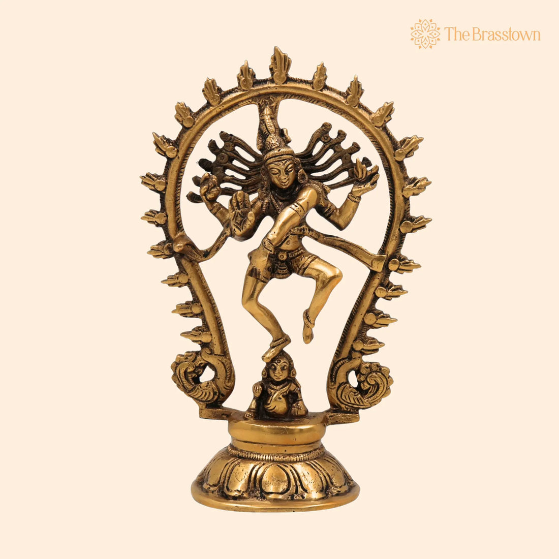 Brass Nataraja Idol – Handcrafted Nataraja Statue, Dancing Nataraj, Murti, Showpiece for Puja, Home Mandir &amp; Décor 9 Inch 1
