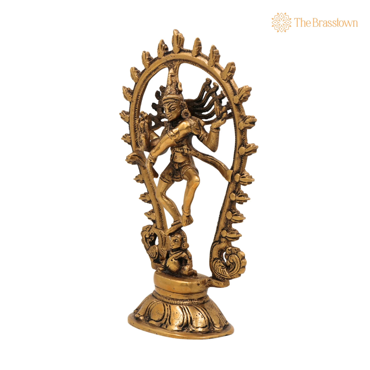 Brass Nataraja Idol – Handcrafted Nataraja Statue, Dancing Nataraj, Murti, Showpiece for Puja, Home Mandir &amp; Décor 9 Inch 3