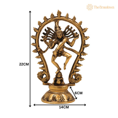 Brass Nataraja Idol – Handcrafted Nataraja Statue, Dancing Nataraj, Murti, Showpiece for Puja, Home Mandir &amp; Décor 9 Inch 5