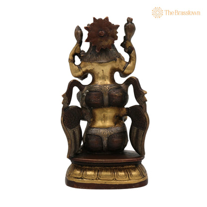 Brass Vishnu Riding Garuda Idol – Handcrafted Lord Narayana Murti, Narayana Vigraha, Temple Idol, Spiritual Showpiece 8 Inch 4