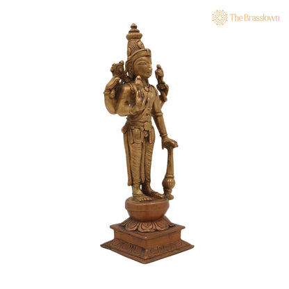 Handcrafted Bronze Panchaloha Lord Vishnu Idol – Narayana, Temple Style Pancha Dhatu Sculpture 7 Inch 2