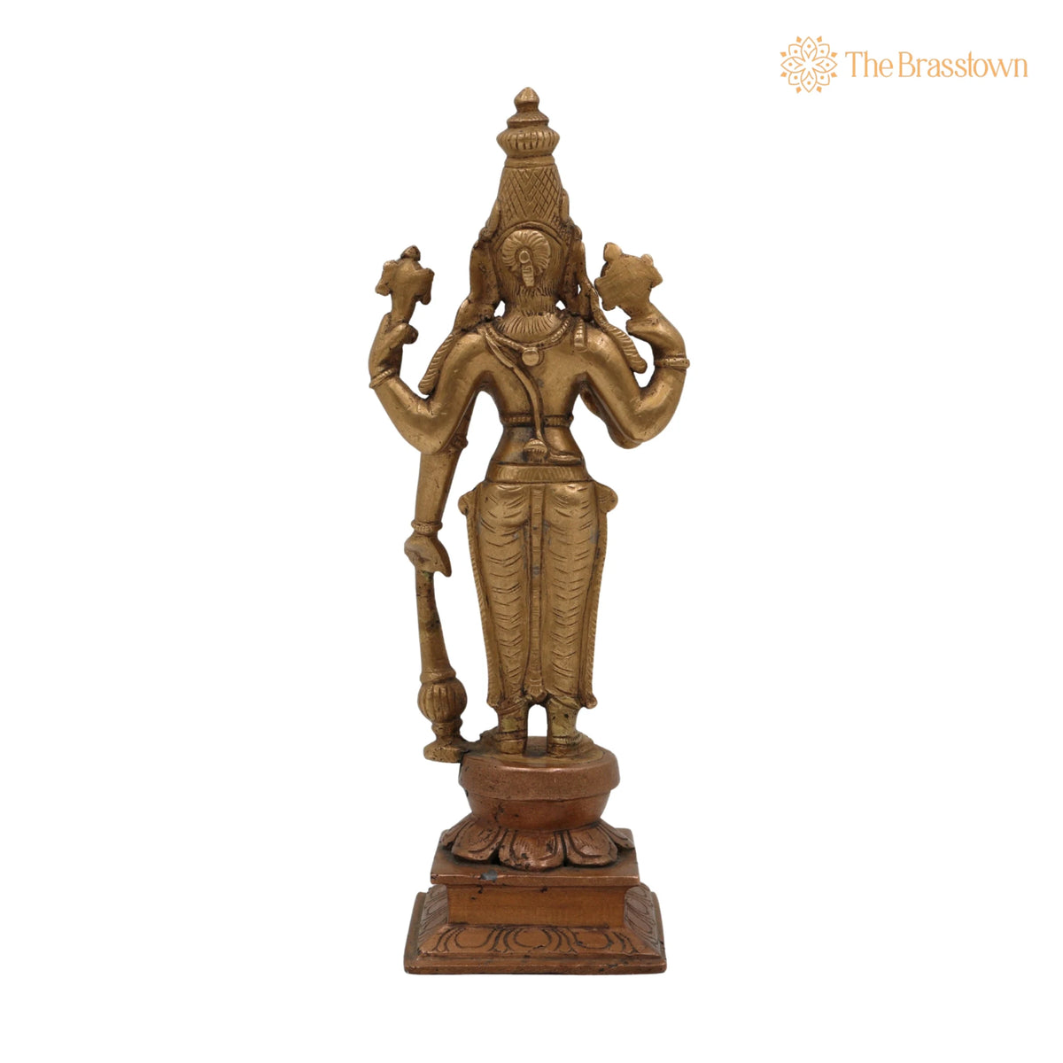 Handcrafted Bronze Panchaloha Lord Vishnu Idol – Narayana, Temple Style Pancha Dhatu Sculpture 7 Inch 4
