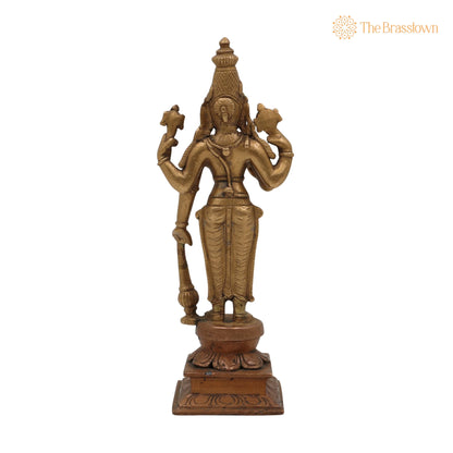 Handcrafted Bronze Panchaloha Lord Vishnu Idol – Narayana, Temple Style Pancha Dhatu Sculpture 7 Inch 4