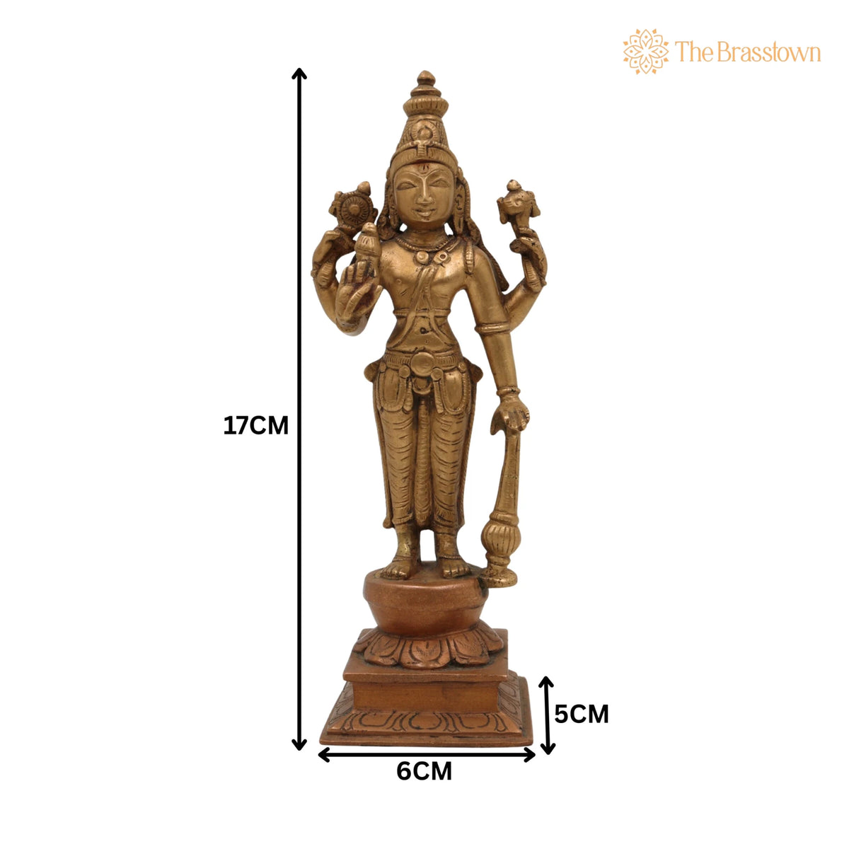 Handcrafted Bronze Panchaloha Lord Vishnu Idol – Narayana, Temple Style Pancha Dhatu Sculpture 7 Inch 5