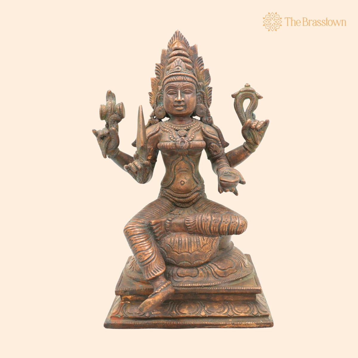 Handcrafted Bronze Mariyamman Idol – Panchaloha Mariamma Murti, South Indian Chola Art Goddess Statue for Pooja, Temple 10.5 Inch 1