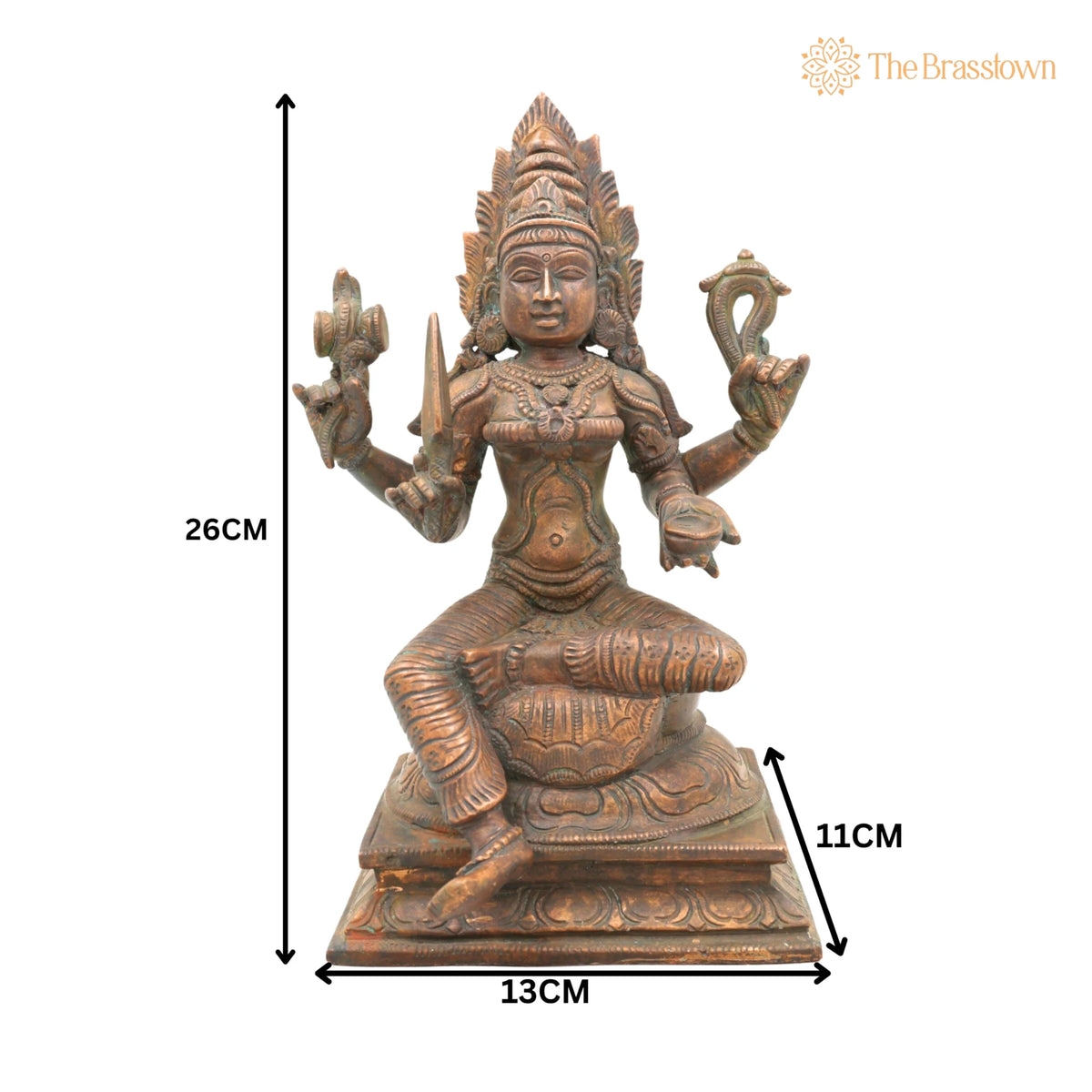 Handcrafted Bronze Mariyamman Idol – Panchaloha Mariamma Murti, South Indian Chola Art Goddess Statue for Pooja, Temple 10.5 Inch 5