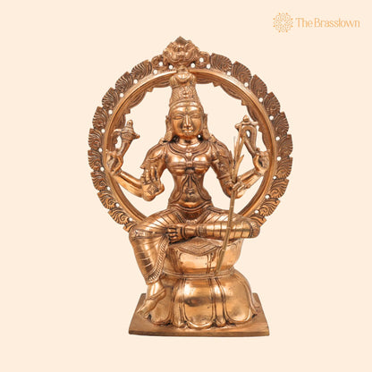 Handmade Bronze Raja Rajeshwari Idol – Panchaloha Tripurasundari Murti for Puja, Home Mandir &amp; Décor 12 Inch 1