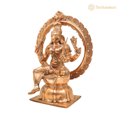 Handmade Bronze Raja Rajeshwari Idol – Panchaloha Tripurasundari Murti for Puja, Home Mandir &amp; Décor 12 Inch 3