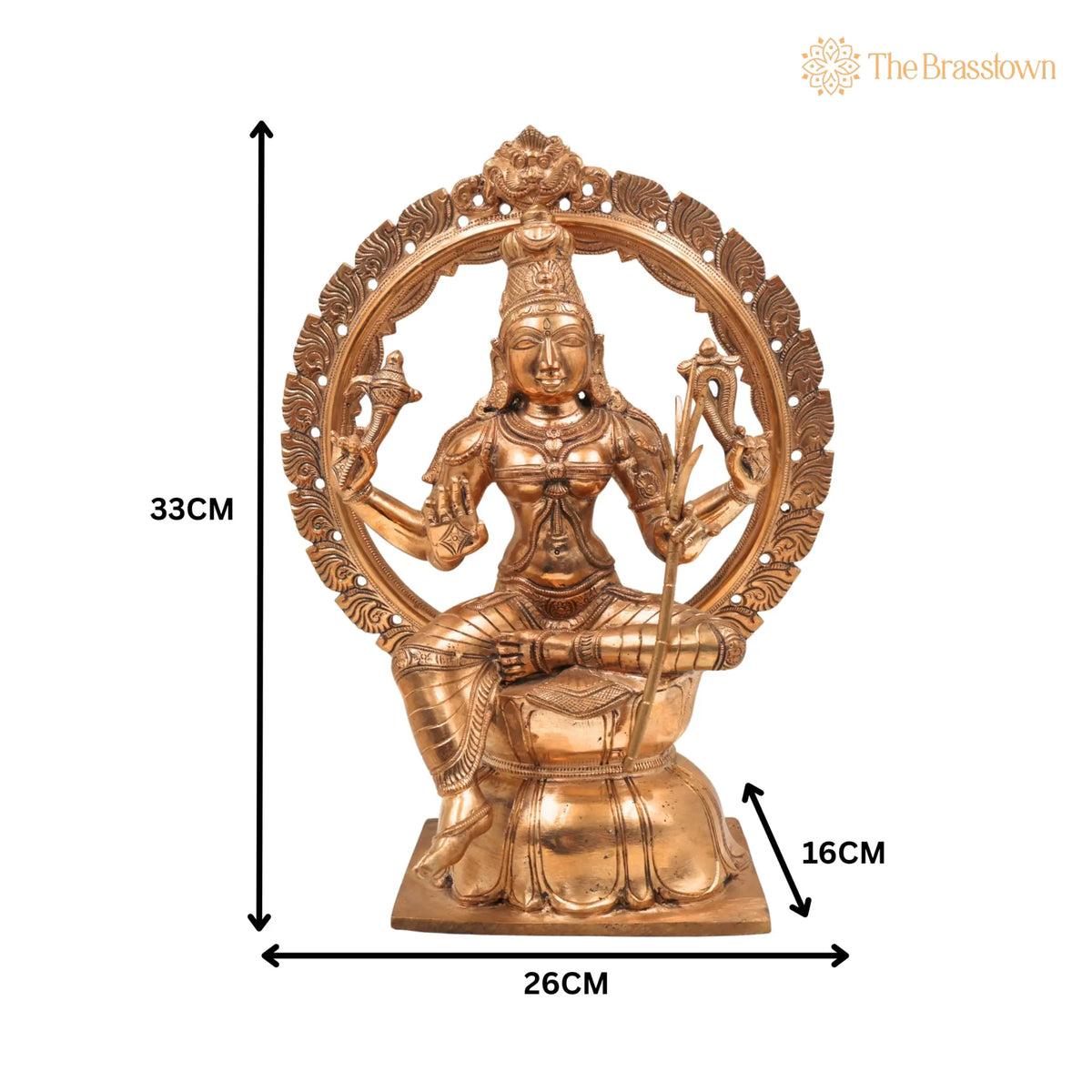 Handmade Bronze Raja Rajeshwari Idol – Panchaloha Tripurasundari Murti for Puja, Home Mandir &amp; Décor 12 Inch 5