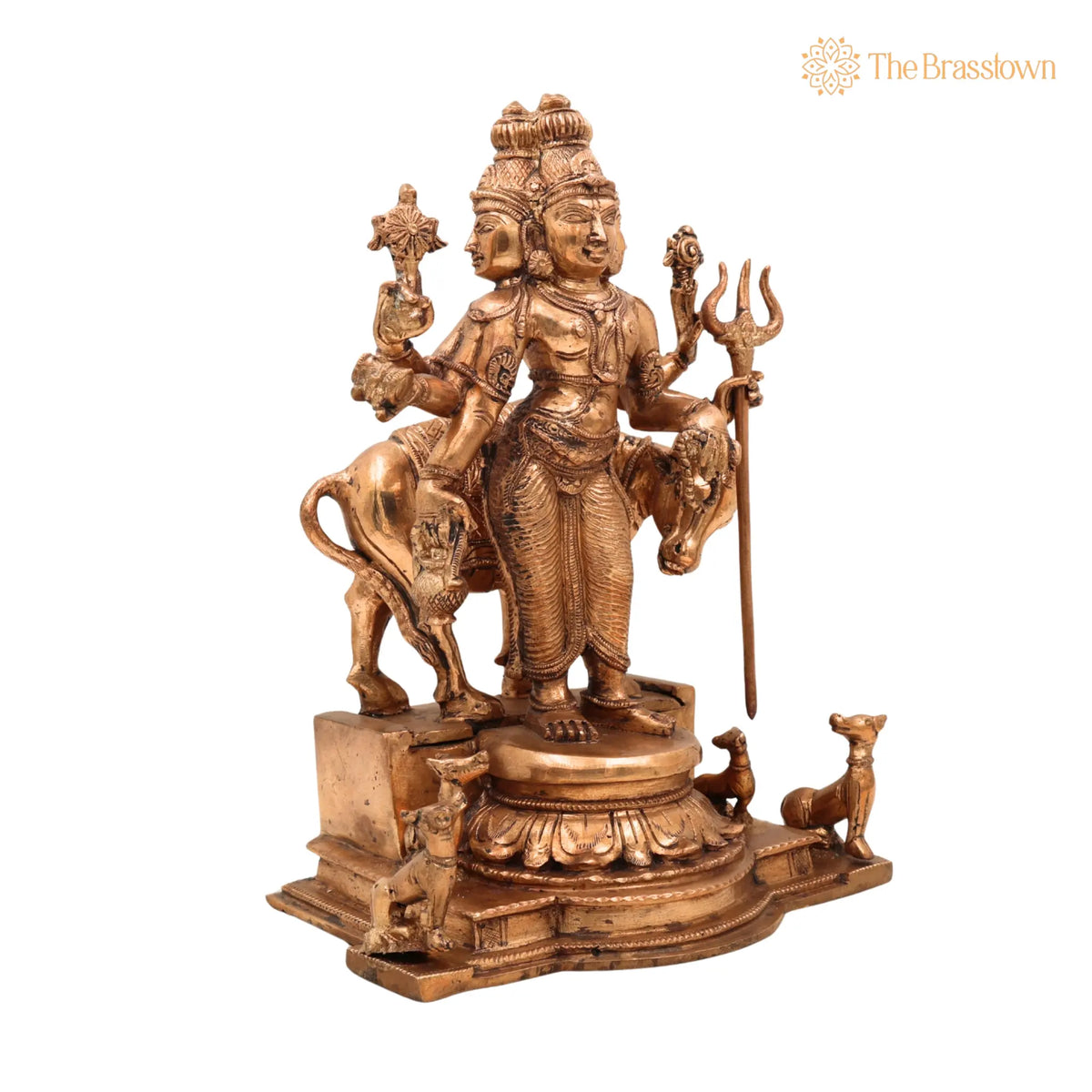 Premium Bronze Dattatreya Idol – Panchaloha Handmade Dattatreya Murti, Lord Datta, Dattaguru, Sri Datta Guru, Avadhuta Datta 11 Inch 2