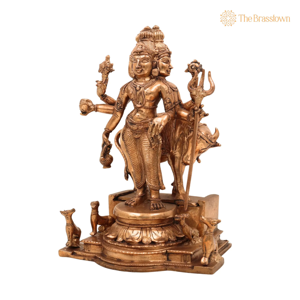 Premium Bronze Dattatreya Idol – Panchaloha Handmade Dattatreya Murti, Lord Datta, Dattaguru, Sri Datta Guru, Avadhuta Datta 11 Inch 3