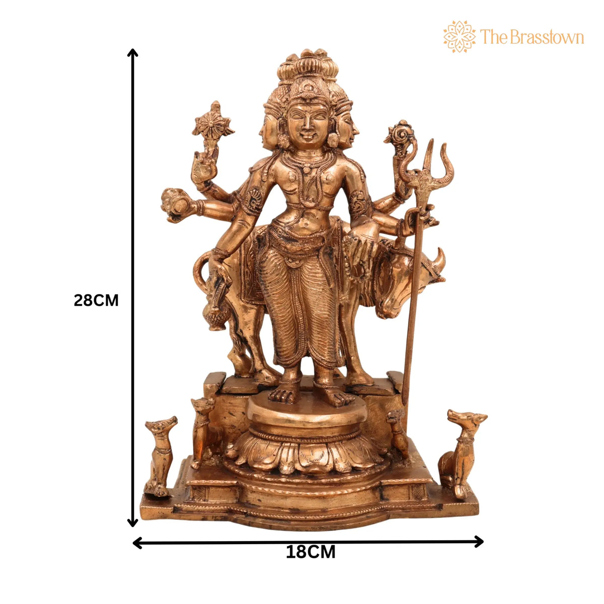Premium Bronze Dattatreya Idol – Panchaloha Handmade Dattatreya Murti, Lord Datta, Dattaguru, Sri Datta Guru, Avadhuta Datta 11 Inch 5