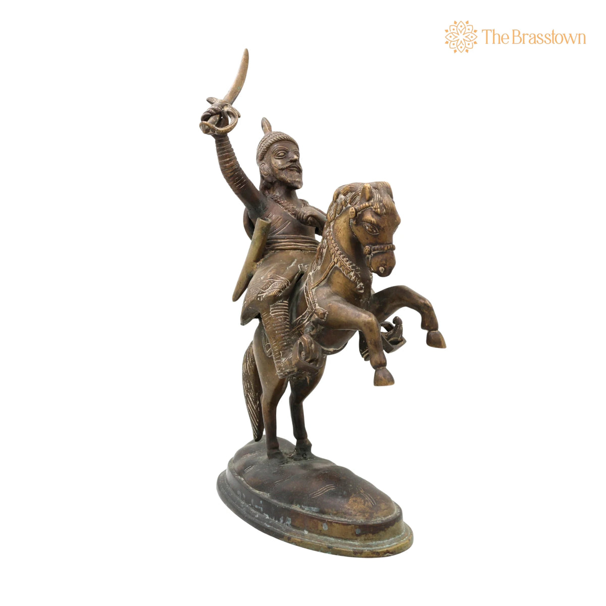 Brass Maharaj Shivaji Sculpture – Handcrafted Shivaji Maharaj Sculpture for Puja, Home Mandir &amp; Décor 16 Inch 2