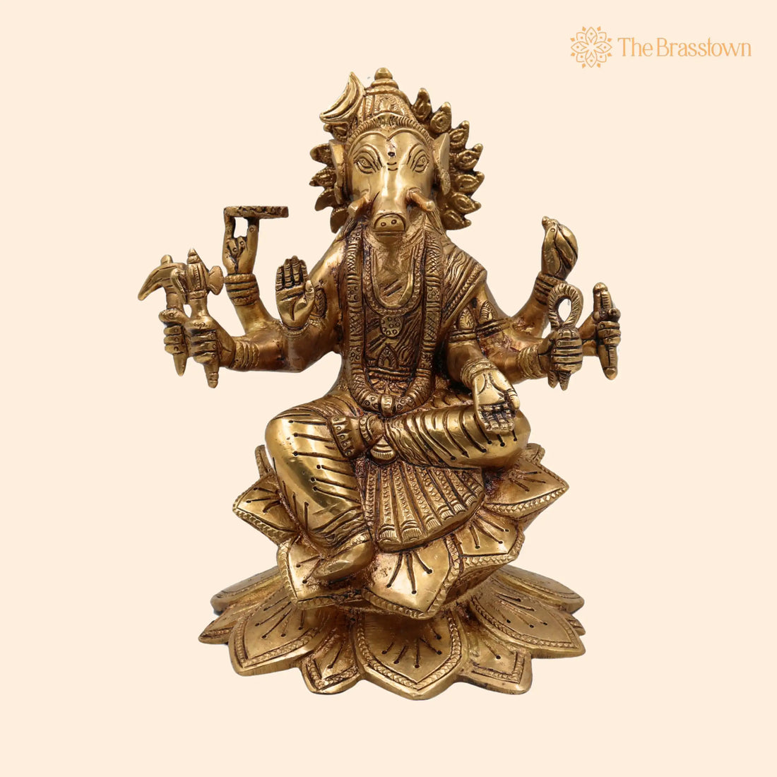 Brass Ashta Bhuja Varahi Amman Idol – Handcrafted Panchaloha Varahi Devi Murti, Varahi Mata Statue for Temple, Pooja &amp; Home Décor 9.5 Inch 1