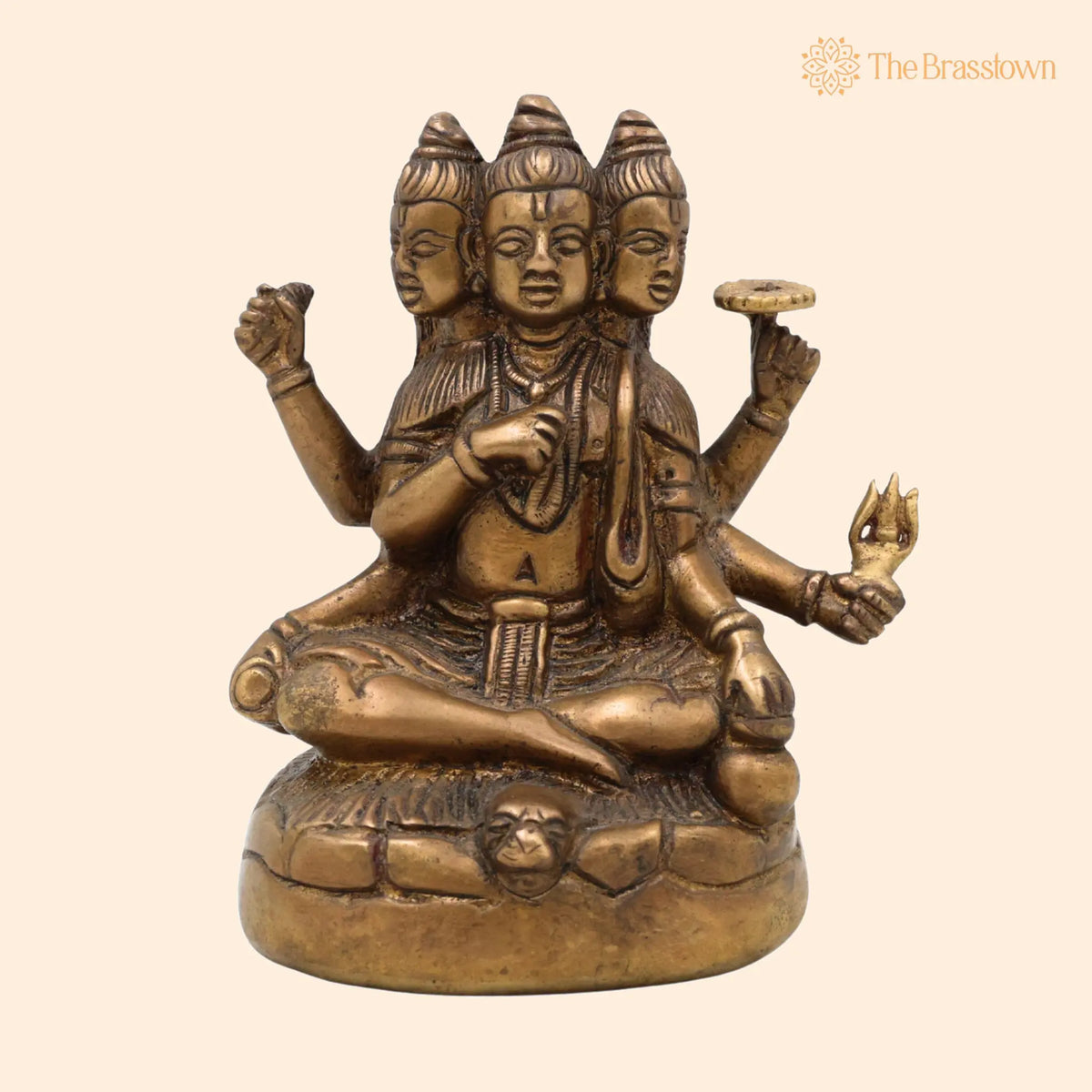 Brass Lord Dattatreya Tridev Idols – Handcrafted God Datta Murti, Bhagwan for Puja, Home Mandir &amp; Décor 5 Inch 1