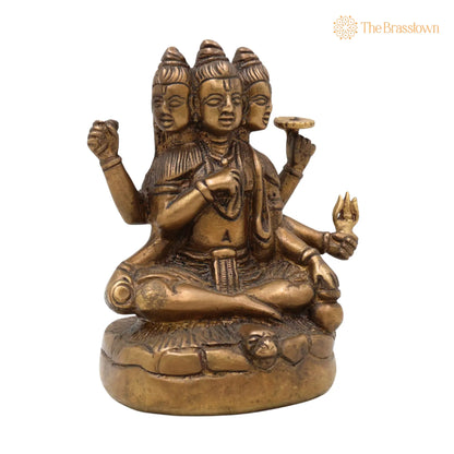 Brass Lord Dattatreya Tridev Idols – Handcrafted God Datta Murti, Bhagwan for Puja, Home Mandir &amp; Décor 5 Inch 2