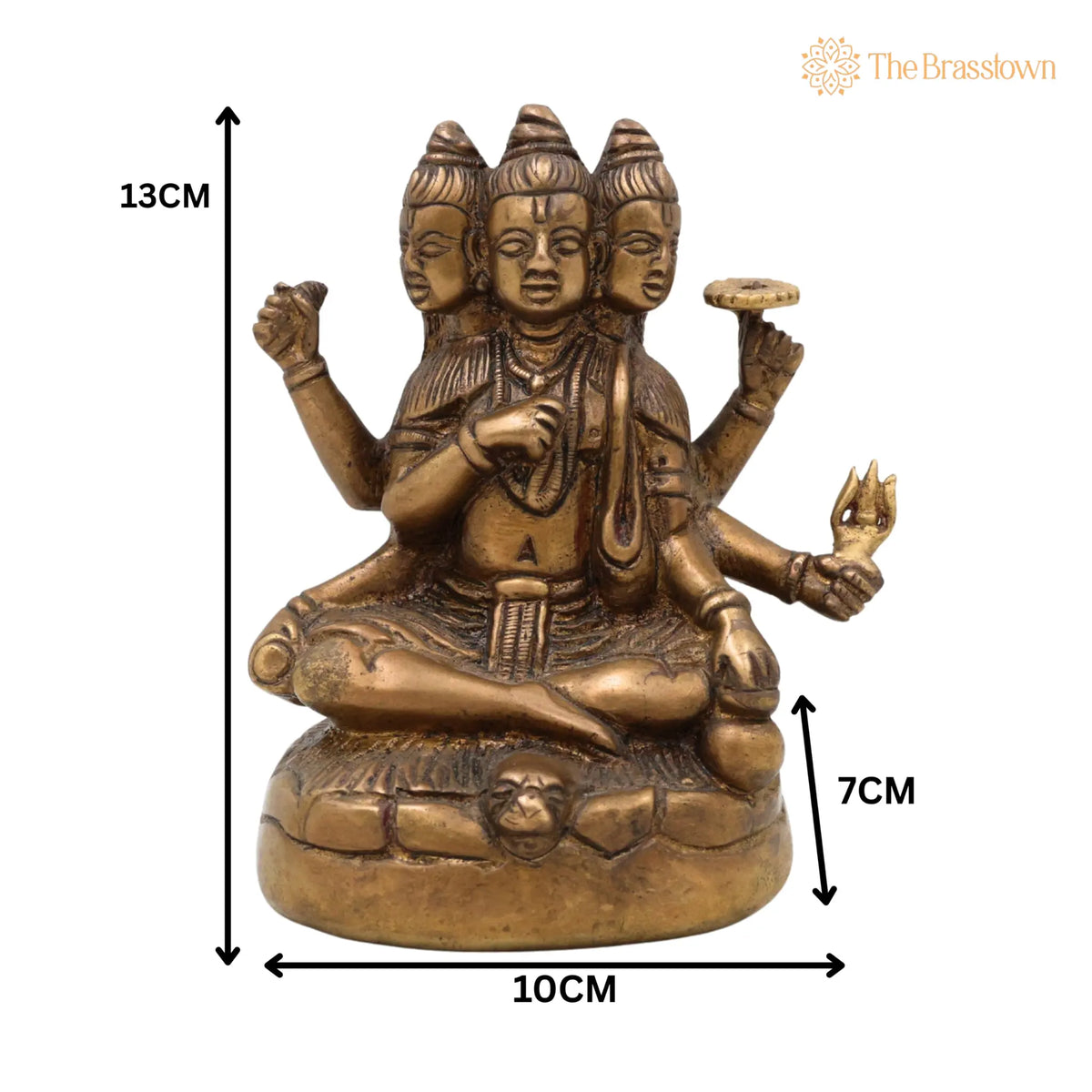 Brass Lord Dattatreya Tridev Idols – Handcrafted God Datta Murti, Bhagwan for Puja, Home Mandir &amp; Décor 5 Inch 5