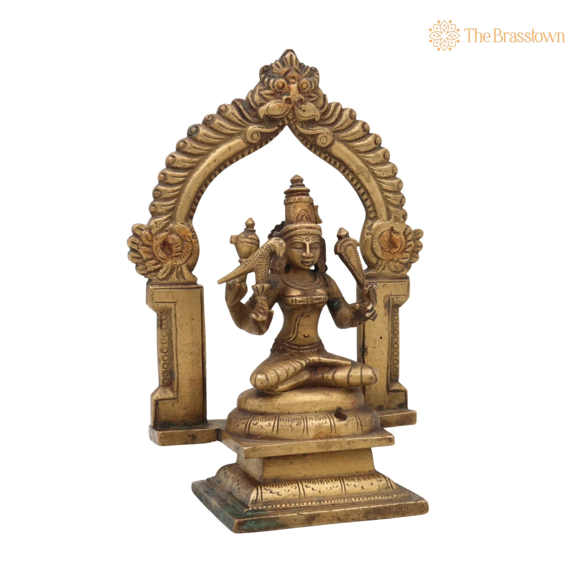 Brass Antique Goddess Rajarajeshwari Idol – Handcrafted Tripura Sundari, Lalita, Raja Rajeshwari Murti Silai Statue 5 Inch 2