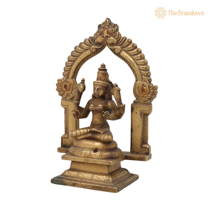 Brass Antique Goddess Rajarajeshwari Idol – Handcrafted Tripura Sundari, Lalita, Raja Rajeshwari Murti Silai Statue 5 Inch 3
