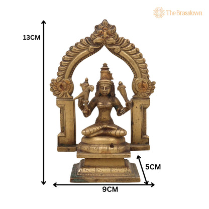 Brass Antique Goddess Rajarajeshwari Idol – Handcrafted Tripura Sundari, Lalita, Raja Rajeshwari Murti Silai Statue 5 Inch 5