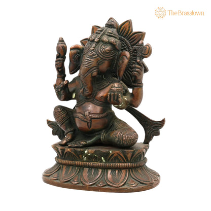 Brass Ganesha Idol – Handcrafted Ganpati Vinayaka Murti for Home Temple Décor, Pital Ganapati Statue for Pooja &amp; Gifts 7 Inch 3