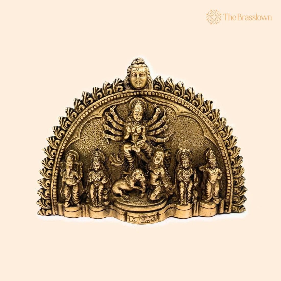 Brass Durga Devi Idol – Handcrafted Mahishasura Mardini, Adi Shakti, Amba, Bhavani, Antique Finish Shakti Murti for Home 7 Inch 1