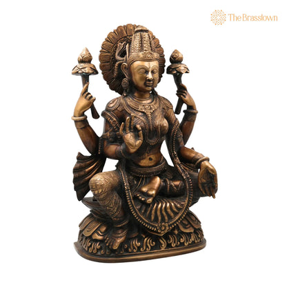Handcrafted Mahalakshmi Brass Idol – Ashta Lakshmi Murti, Pital Kamala Devi Statue for Pooja, Home Temple &amp; Décor 17 Inch 2