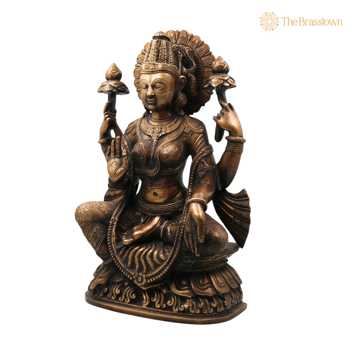 Handcrafted Mahalakshmi Brass Idol – Ashta Lakshmi Murti, Pital Kamala Devi Statue for Pooja, Home Temple &amp; Décor 17 Inch 3