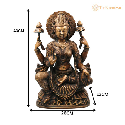 Handcrafted Mahalakshmi Brass Idol – Ashta Lakshmi Murti, Pital Kamala Devi Statue for Pooja, Home Temple &amp; Décor 17 Inch 5