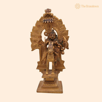 Brass Shiva Khandoba Idol on Horseback – Handcrafted Traditional Maharashtra Lost Wax Sculpture for Puja, Home Mandir &amp; Décor 9.5 Inch 1