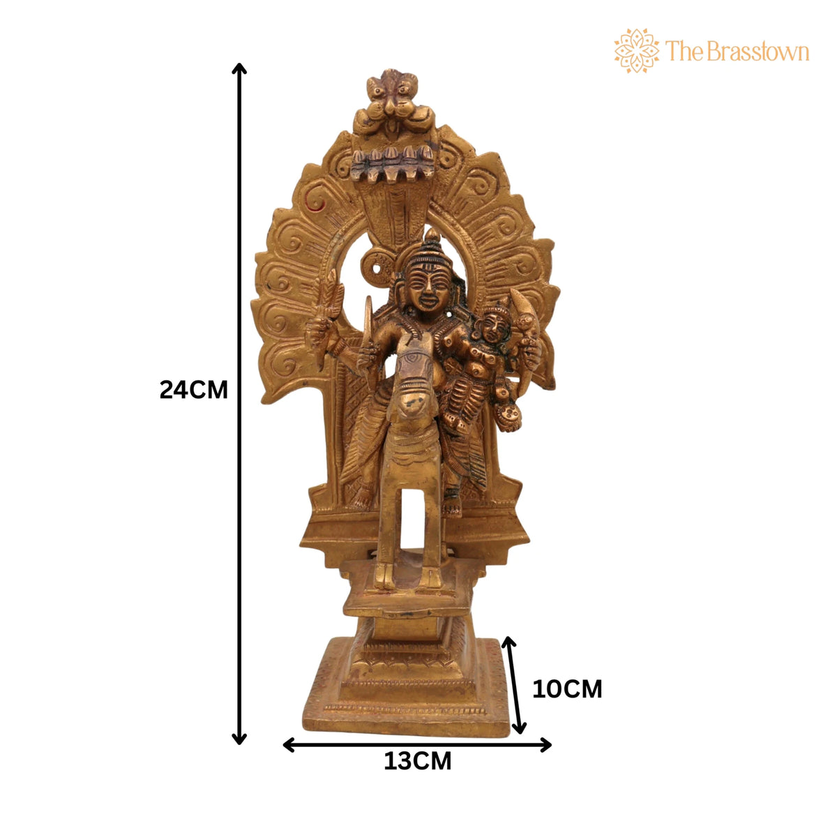 Brass Shiva Khandoba Idol on Horseback – Handcrafted Traditional Maharashtra Lost Wax Sculpture for Puja, Home Mandir &amp; Décor 9.5 Inch 5