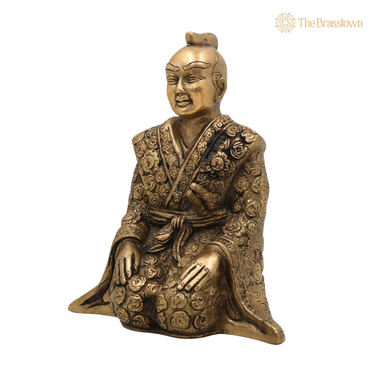Brass Samurai Idol – Handcrafted Peetal Japanese Warrior Statue, Bushido Ronin Katana Murti, Antique Pittal Samurai Figurine 7.5 Inch 3