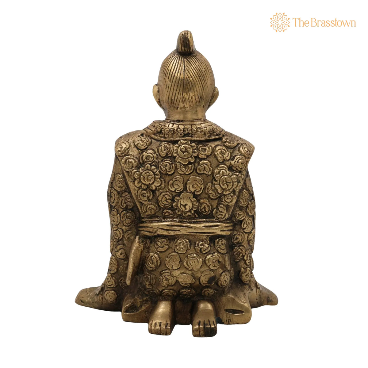 Brass Samurai Idol – Handcrafted Peetal Japanese Warrior Statue, Bushido Ronin Katana Murti, Antique Pittal Samurai Figurine 7.5 Inch 4
