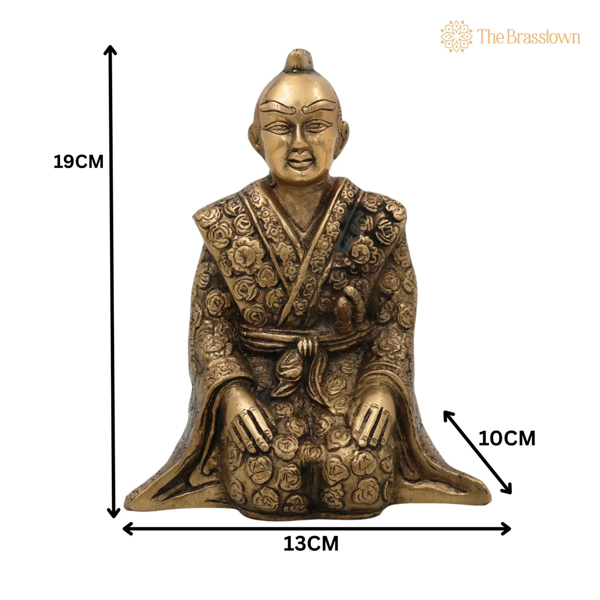 Brass Samurai Idol – Handcrafted Peetal Japanese Warrior Statue, Bushido Ronin Katana Murti, Antique Pittal Samurai Figurine 7.5 Inch 5