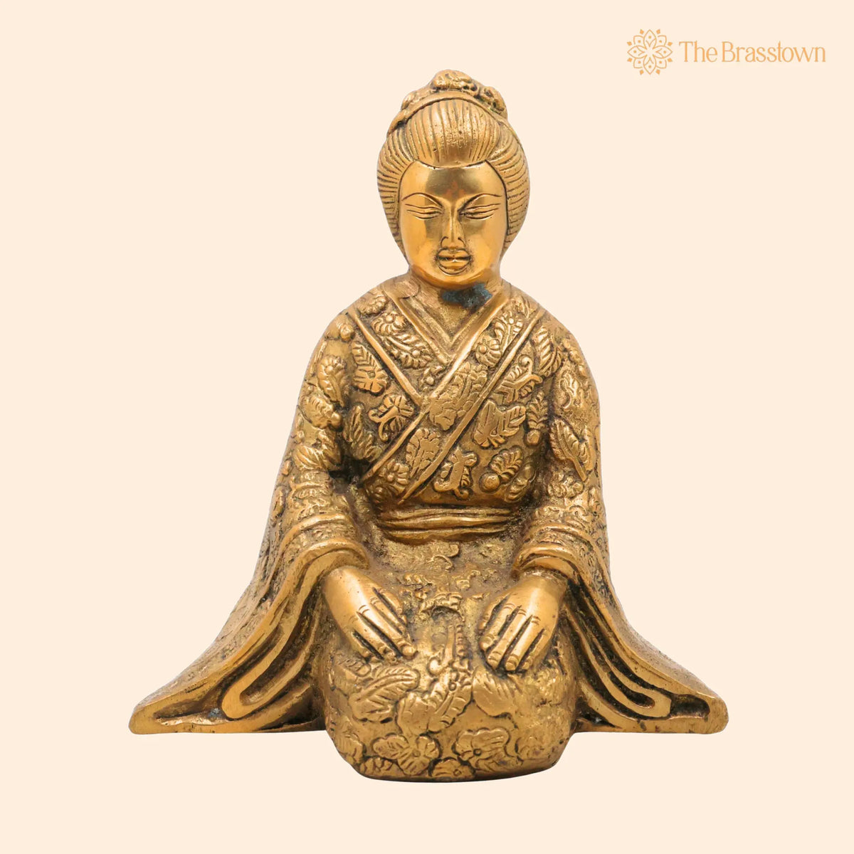Brass Samurai Idol – Handcrafted Peetal Japanese Bushido Warrior Statue, Katana Ronin Murti, Antique Pital Samurai Décor 7 Inch 1