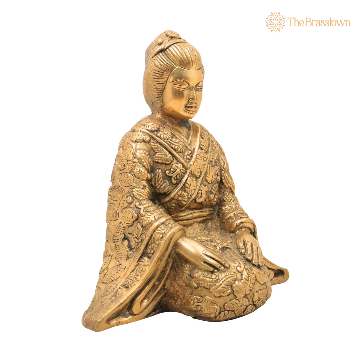 Brass Samurai Idol – Handcrafted Peetal Japanese Bushido Warrior Statue, Katana Ronin Murti, Antique Pital Samurai Décor 7 Inch 2