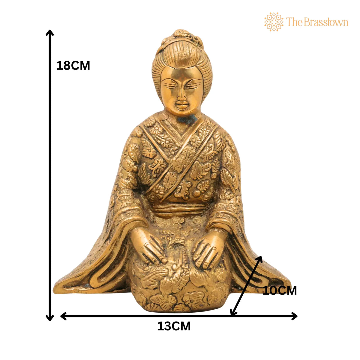Brass Samurai Idol – Handcrafted Peetal Japanese Bushido Warrior Statue, Katana Ronin Murti, Antique Pital Samurai Décor 7 Inch 5