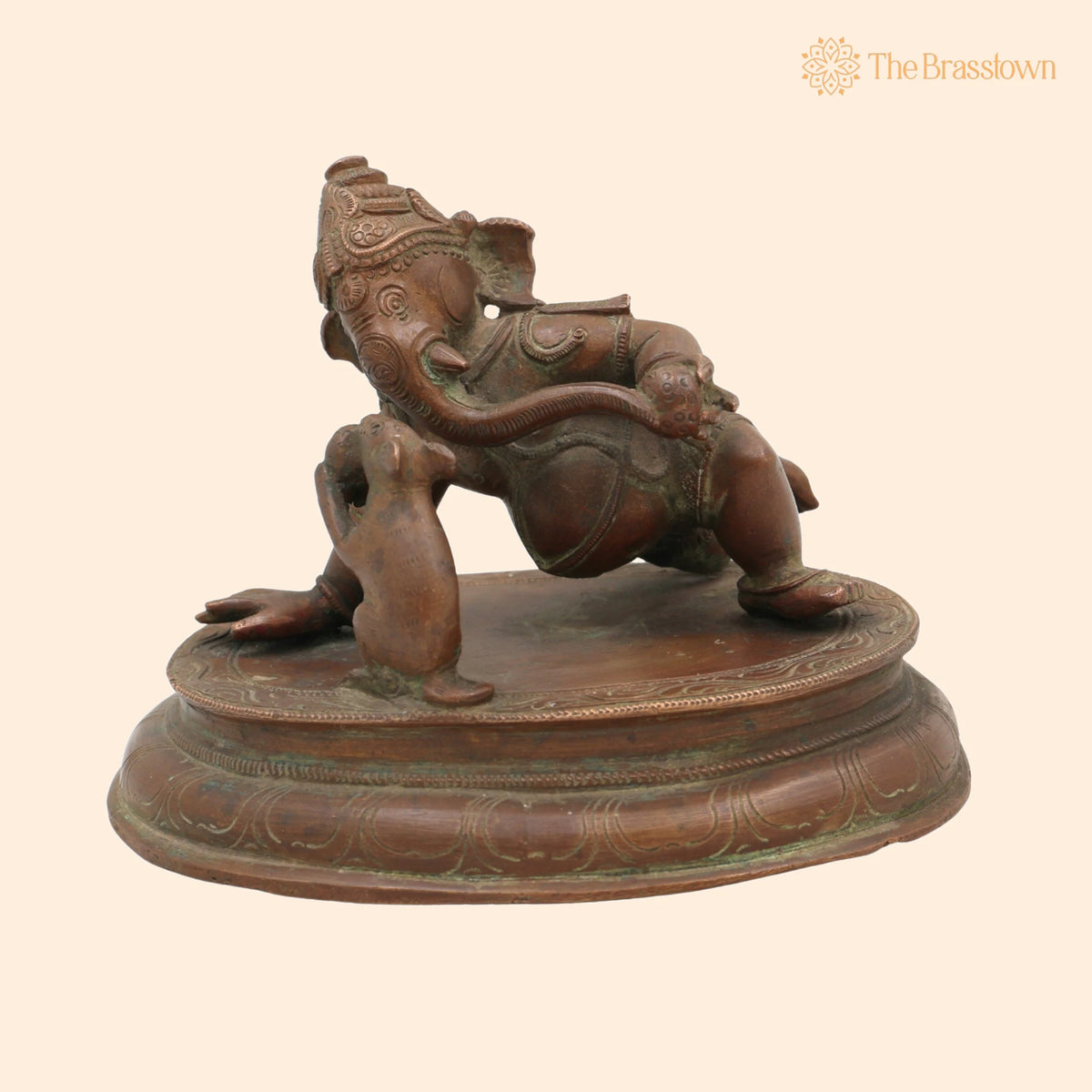 Bal Ganesha Playing with Mouse Idol in Panchaloha – Handmade Bronze Vinayaka with Mushika, Krida Ganapathi for Puja, Home Mandir &amp; Décor 4.5 Inch 1