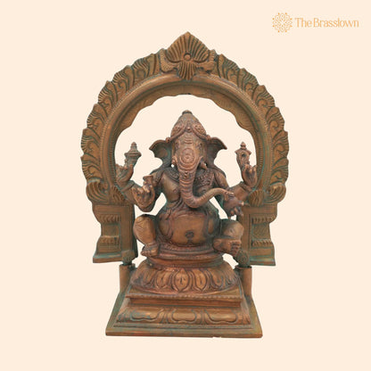 Handcrafted Bronze Ganesha Idol – Panchaloha Ganpati Vinayaka Murti, Siddhivinayak Pillaiyar Statue for Home Temple Décor 8.5 Inch 1